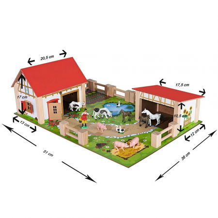 Ferma  din lemn  pentru  copii de la 3 ani+, Eichhorn 51x36x17 cm cu accesorii [3]