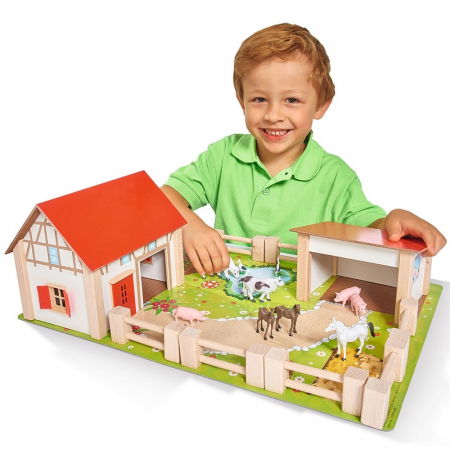 Ferma  din lemn  pentru  copii de la 3 ani+, Eichhorn 51x36x17 cm cu accesorii [2]