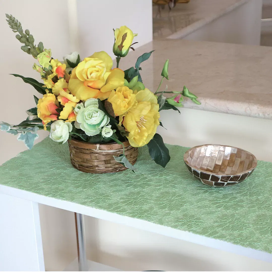 Folie antiderapanta, din PVC, uz universal, cu model floral, 1.25m, verde [1]