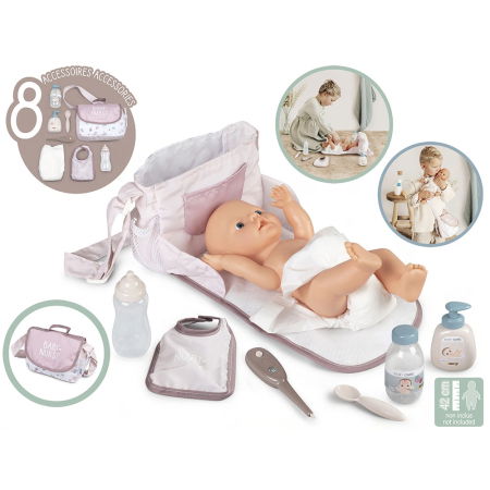Gentuta de infasat pentru papusa Smoby Baby Nurse Changing Bag crem cu accesorii [4]