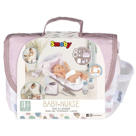 Gentuta de infasat pentru papusa Smoby Baby Nurse Changing Bag crem cu accesorii [6]