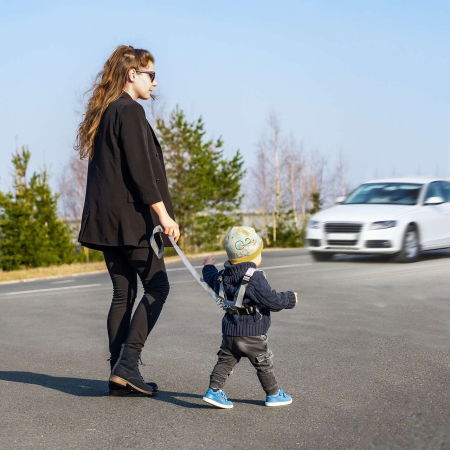 Accesorii Siguranță Copii - Ham de siguranta si mers pentru bebelusi, reglabil, cu frau de ghidare detasabil, Reer Travelkid Go 53132