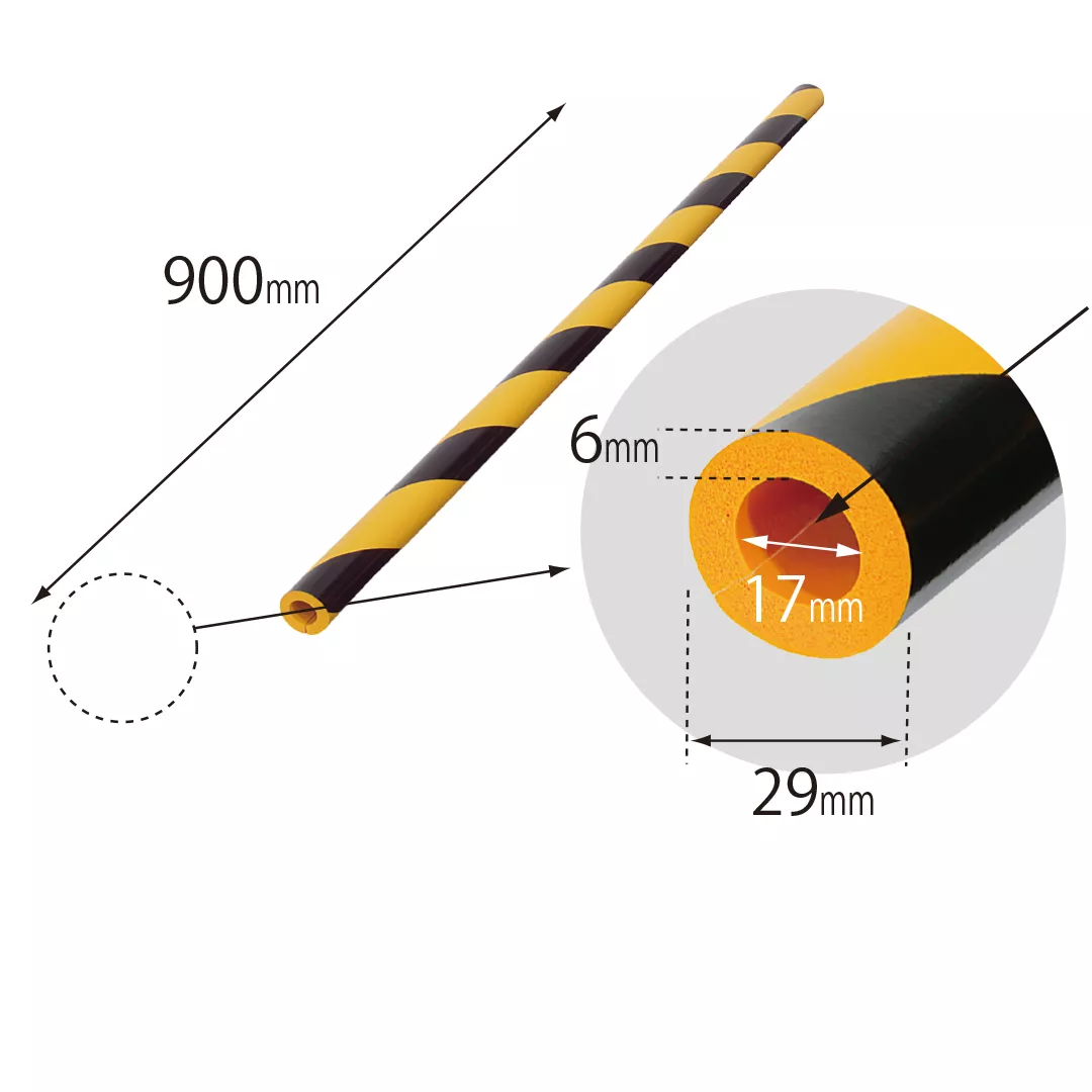 Izolatie teava, din spuma, pentru semnalizare, negru-galben, 90cm [1]
