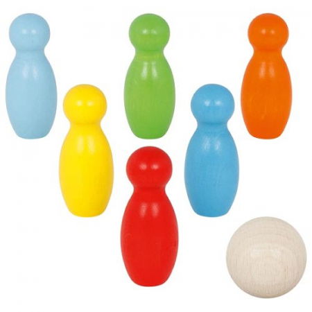 Jocuri de familie sau grup - Joc de popice, de lemn, multicolor, 7 piese