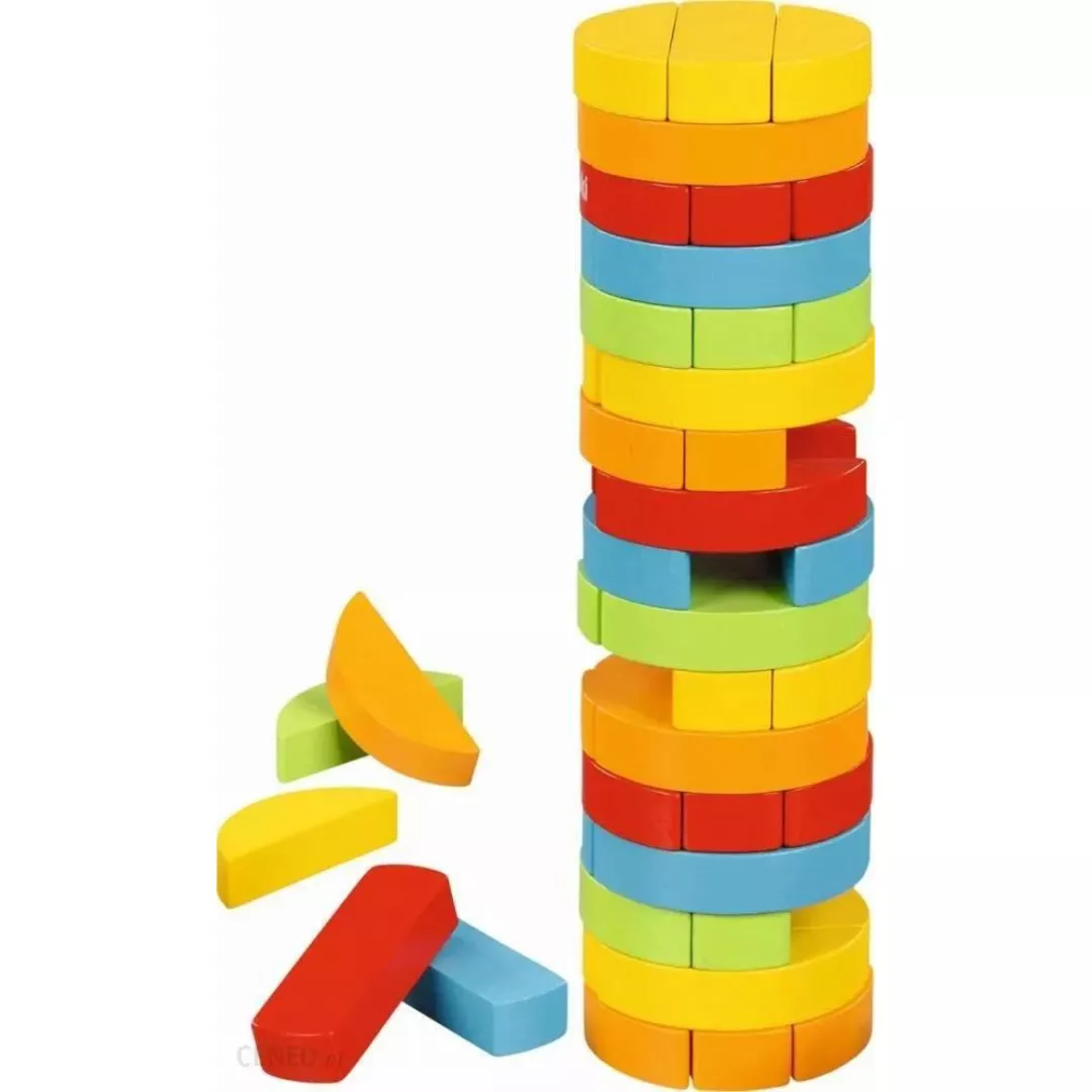 Jocuri de familie sau grup - Joc Jenga, tip turn rotund, de lemn, 51 de piese, Goki