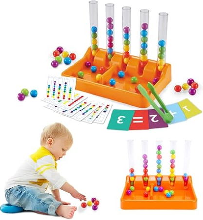 Joc Montessori de Sortare Culori cu Mărgele Curcubeu [1]