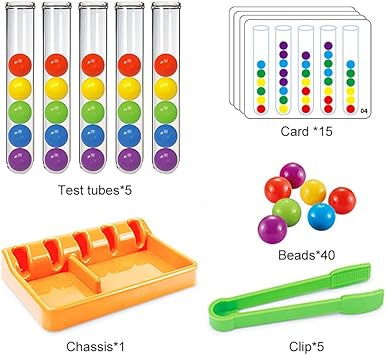 Joc Montessori de Sortare Culori cu Mărgele Curcubeu [3]