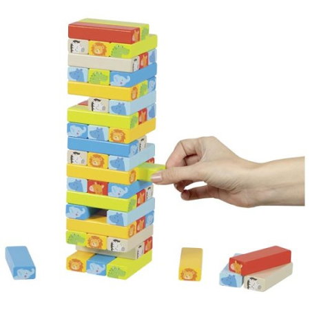 Joc tip Jenga din lemn Goki cu animale – 55 piese [2]