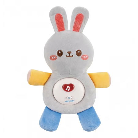 Jucarii pentru bebelusi - Jucarie de plus iepuras pentru bebelusi Chipolino cu lumini si melodii grey