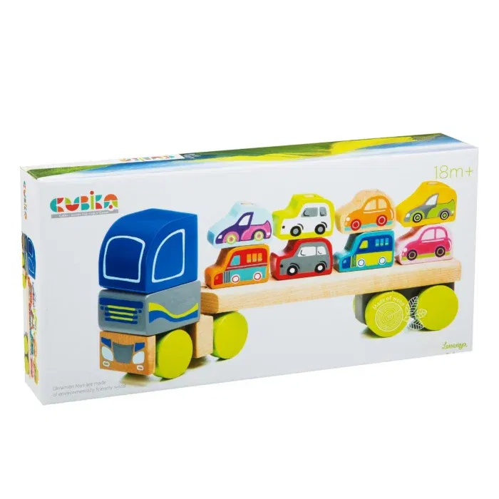Jocuri de indemanare - Jucarie din lemn, Cubika, Camion pentru masini, 18 luni+