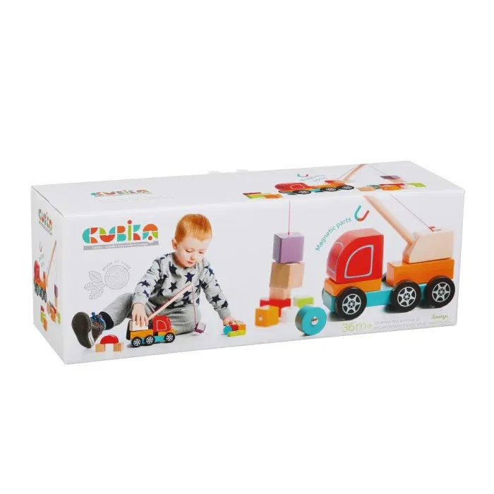 Jocuri de indemanare - Jucarie Din Lemn Cubika Macara Magnetica, 3 ani+