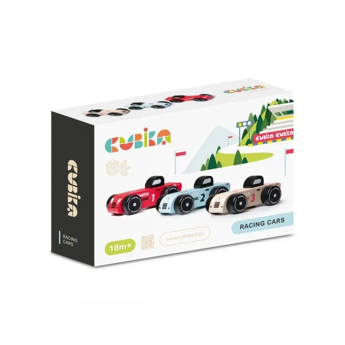 Jocuri de indemanare - Jucarie din lemn, Cubika, Racing Cars, 18 luni +