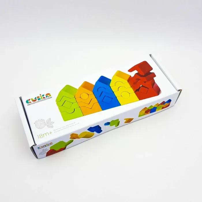 Jocuri de indemanare - Jucarie Din Lemn Cubika, Set de constructii Turnuri, 18 luni+