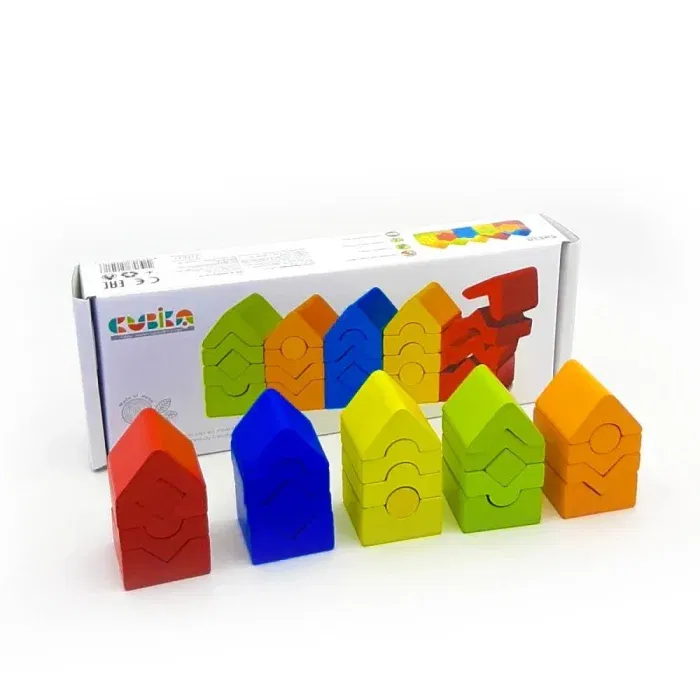 Jucarie Din Lemn Cubika, Set de constructii Turnuri, 18 luni+ [3]