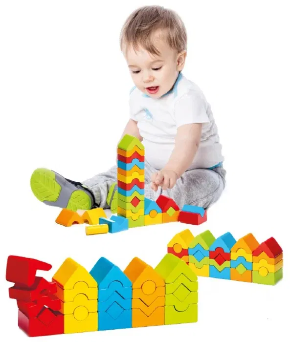 Jucarie Din Lemn Cubika, Set de constructii Turnuri, 18 luni+ [1]