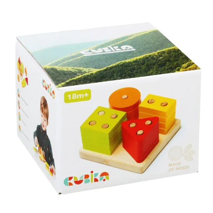 Jocuri de indemanare - Jucarie din lemn, Cubika, Sortator Forme Geometrice , 3 ani+