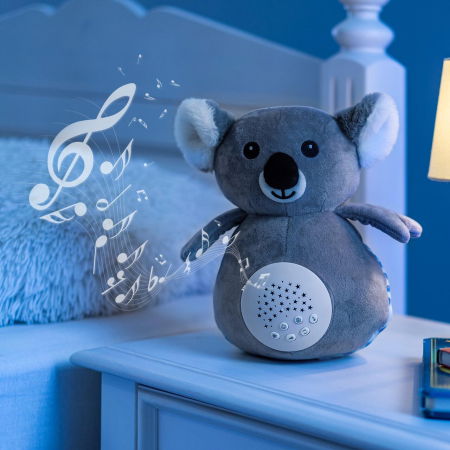 Produse îngrijire copii - Jucarie din plus Koko Koala, lampa de veghe si proiector de stele cu muzica, senzor inteligent de plans, 0+ luni, Reer 52431