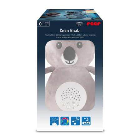 Jucarie din plus Koko Koala, lampa de veghe si proiector de stele cu muzica, senzor inteligent de plans, 0+ luni, Reer 52431 [6]