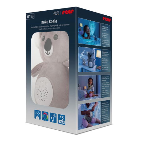 Jucarie din plus Koko Koala, lampa de veghe si proiector de stele cu muzica, senzor inteligent de plans, 0+ luni, Reer 52431 [1]