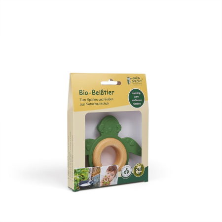 Jucarie organica pentru dentitie, din lemn si cauciuc natural, Broasca Testoasa, Grunspecht 689-00 [1]