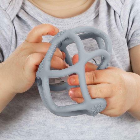 Jucarie pentru dentitie si minge 2in1, silicon, albastra, 0 luni+, Reer Bite&Play 79273 [4]