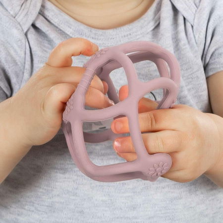 Jucarie pentru dentitie si minge 2in1, silicon, roz, 0 luni+, Reer Bite&Play 79284 [4]
