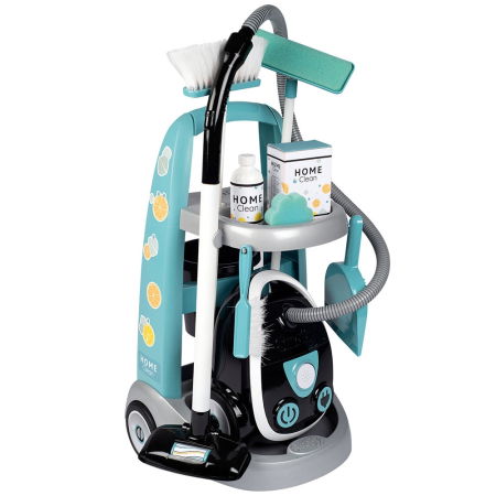 Magazine de joaca si bucatarii copii - Jucarie Smoby Set curatenie cu troller si aspirator electronic negru