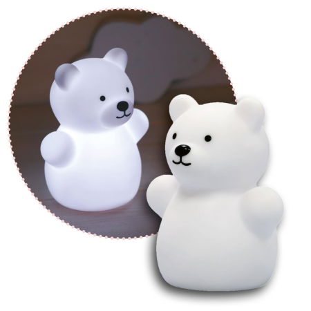 Siguranta copii/Lampi de veghe - Lampa de veghe cu LED, forma ursulet, alba, Lumilu Mini Zoo Bear, Reer 52330