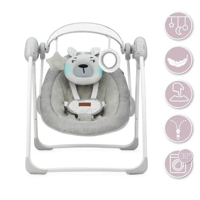 Leagan pentru bebelusi, MoMi LISS Bear, Gri/Turcoaz [5]