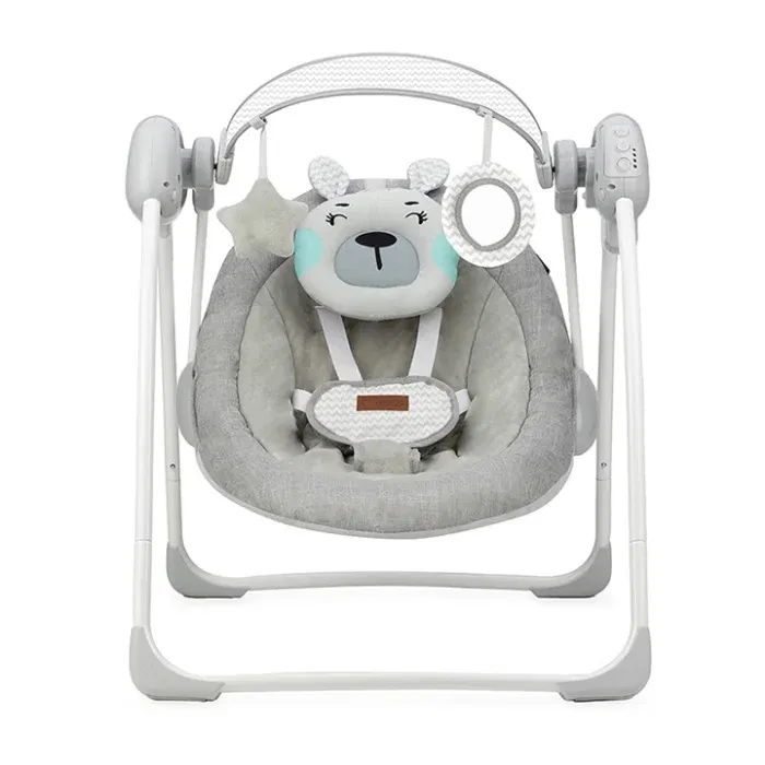 Produse îngrijire copii - Leagan pentru bebelusi, MoMi LISS Bear, Gri/Turcoaz