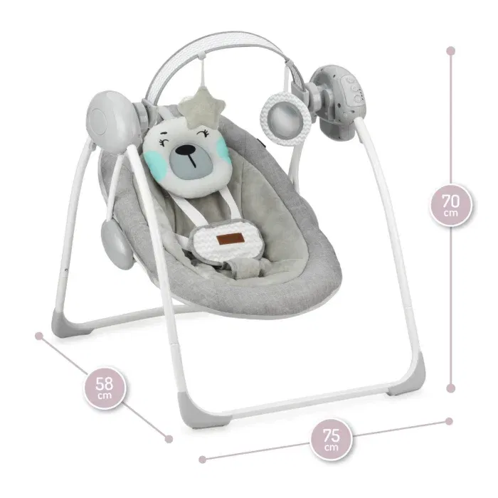 Leagan pentru bebelusi, MoMi LISS Bear, Gri/Turcoaz [4]