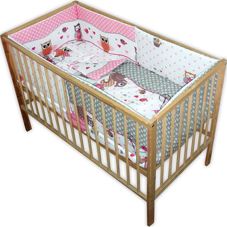 Produse - Lenjerie patut Hubners Bufnite 5 piese roz