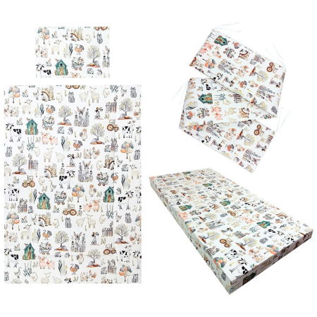 Camera Copilului - Lenjerie patut Hubners Fermier 4 piese alb