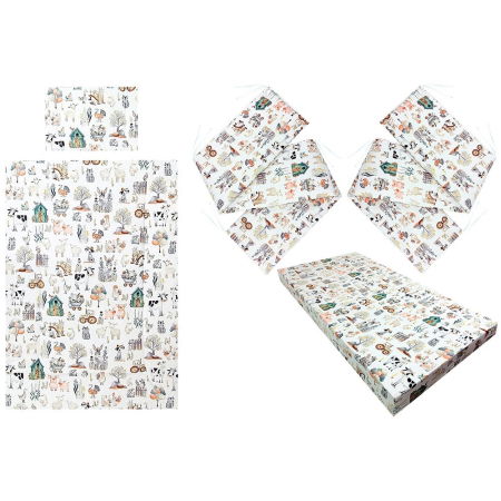 Camera Copilului - Lenjerie patut Hubners Fermier 5 piese alb