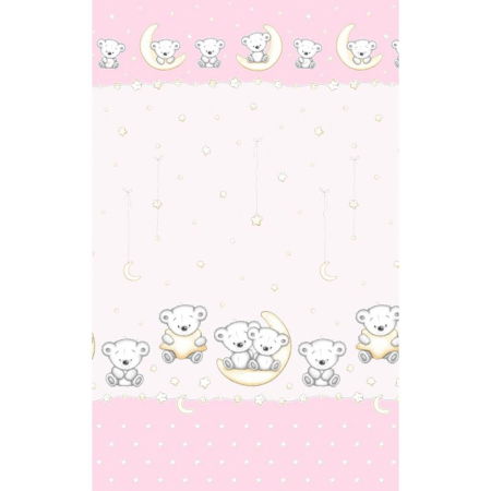 Produse - Lenjerie patut Hubners Ursulet pe Semiluna 4 piese roz