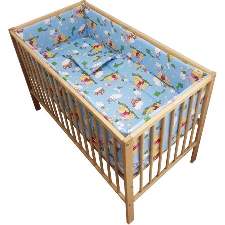 Produse - Lenjerie patut Hubners Ursuletul si amicii 5 piese albastru