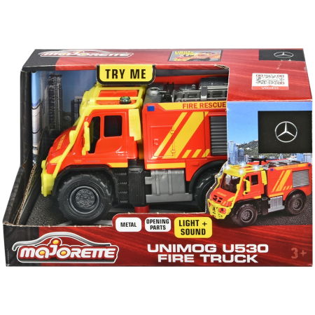 Masina de pompieri Majorette Mercedes Unimog U530 Fire Truck 13 cm cu lumini si sunete [2]
