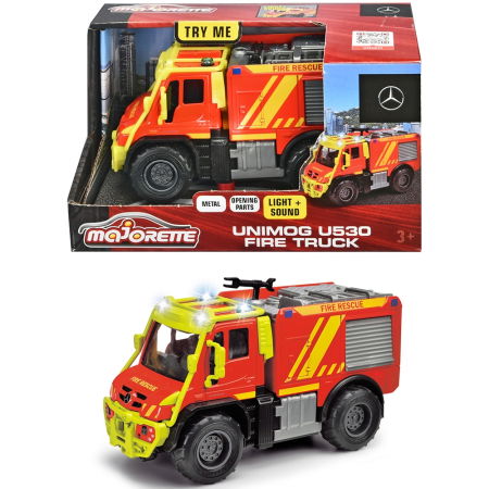 Masina de pompieri Majorette Mercedes Unimog U530 Fire Truck 13 cm cu lumini si sunete [1]