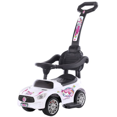 Jocuri și Jucării - Masinuta de impins Chipolino Unicorn white cu maner