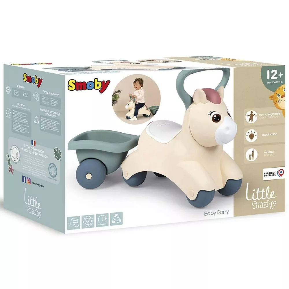 Masinuta de impins pentru copii, cu remorca, 1 an+, Smoby Pony [9]
