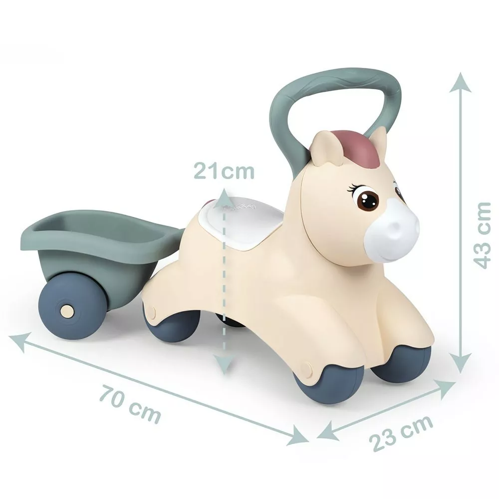 Masinuta de impins pentru copii, cu remorca, 1 an+, Smoby Pony [2]