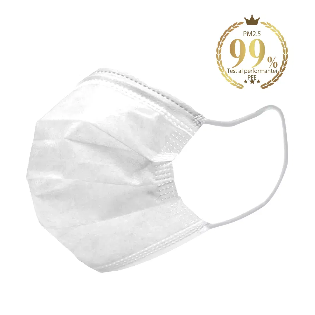 Mască Protecție - Masti de protectie pentru copii, de unica folosinta, 3 straturi, Alb, set 25 buc, FM-58