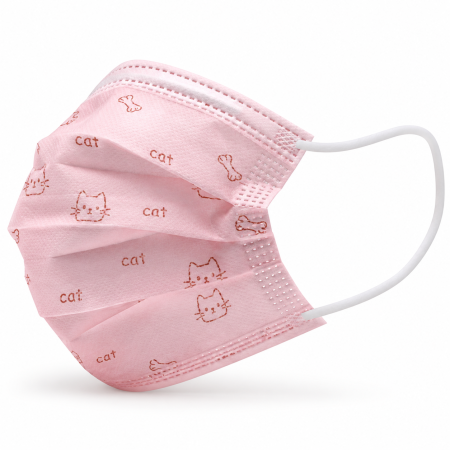 Masti de protectie pentru copii, de unica folosinta, 3 straturi, model pisica, set 25 buc, FM-59