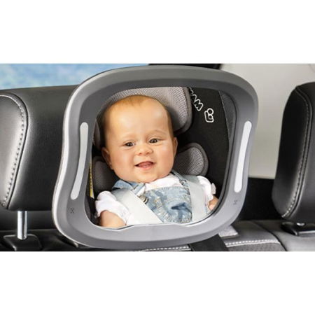 Oglinda de siguranta auto cu LED pentru monitorizare bebelusi, prindere pe tetiera, Reer BabyView 86101 [6]