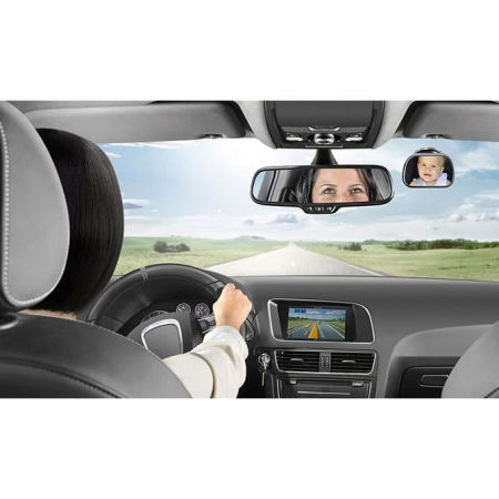 Sisteme De Siguranță Copii - Oglinda de siguranta auto cu LED pentru monitorizare bebelusi, prindere pe tetiera, Reer BabyView 86101