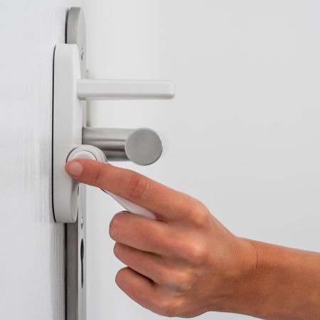 Opritor pentru clanta usii, fara gaurire, alb, REER 70110 [4]