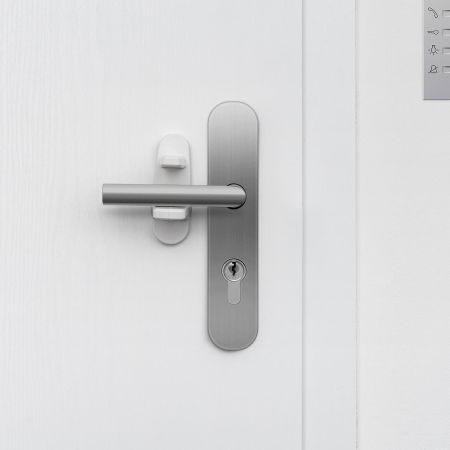 Opritor pentru clanta usii, fara gaurire, alb, REER 70110 [2]