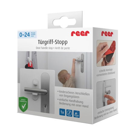 Sisteme De Siguranță Copii - Opritor pentru clanta usii, fara gaurire, alb, REER 70110