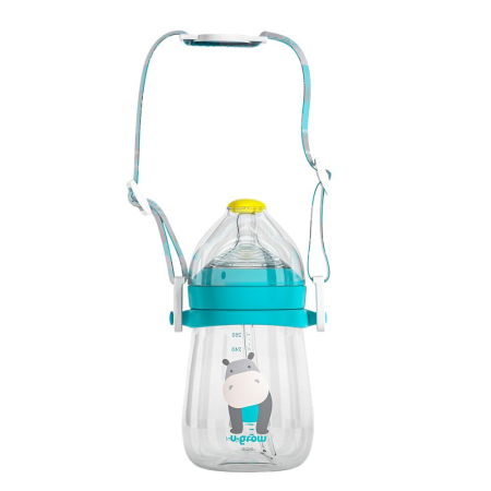 Pachet 3 in 1 cana 260 ml tritan cu 3 accesorii diferite pentru baut : tetina biberon, cioc , pai, blue, U-Grow [5]