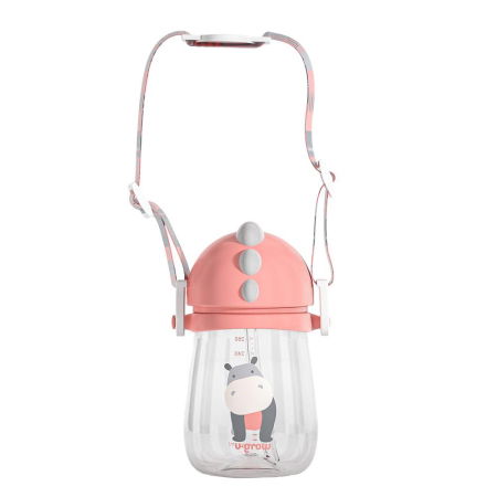 Pachet 3 in 1 cana 260 ml tritan cu 3 accesorii diferite pentru baut : tetina biberon, cioc , pai, dark pink, U-Grow [5]